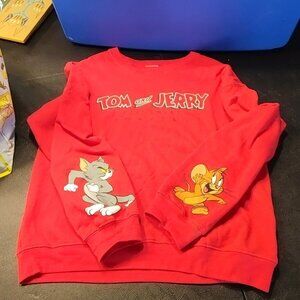 Disney Tom & Jerry Crewneck Pullover Long Sleeve Red